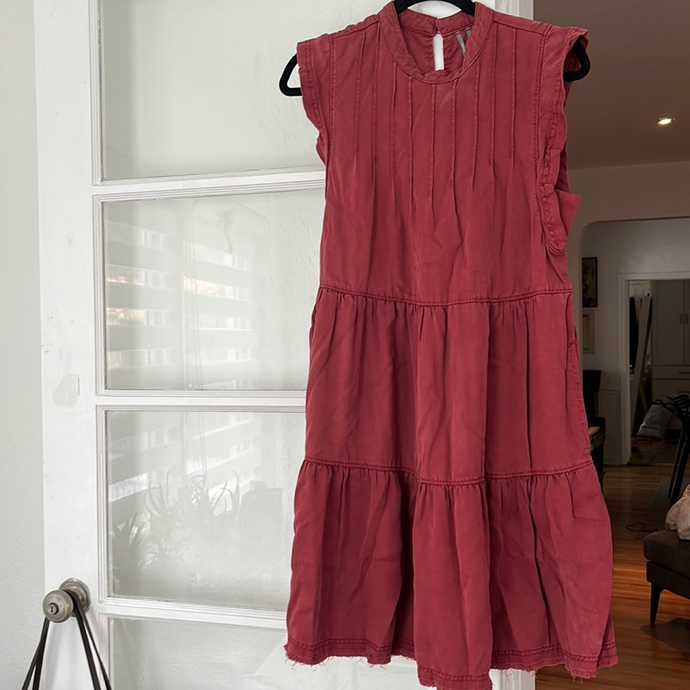 Anthropologie Ruffled Red Mini Dress